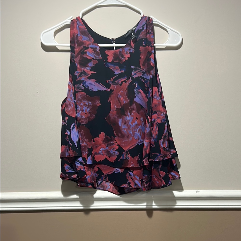 Aqua Red and Purple Asymmetrical Sleeveless Tank Top - Picture 1 of 4